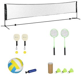 Soozier Adjustable Outdoor Game Set with Net for Badminton, Volleyball, Pickleball, Beach & Driveway Fun