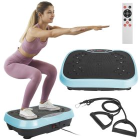 Vibration Exercise Machine With Resistant Bands Remote Control Whole Body Vibration Platform Workout Equipment Home Fitness Training Equipment For Wei (Option: PlateMachineBlue)