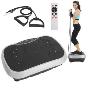 Vibration Plate Exercise Machine With Resistant Bands Remote Control Whole Body Vibration Platform Workout Equipment Home Fitness Training Equipm (Option: Black)