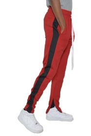 SINGLE STRIPE TRACK PANTS (Color: RED BLACK, size: S)