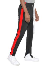 SINGLE STRIPE TRACK PANTS (Color: BLACK RED, size: M)