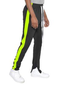 SINGLE STRIPE TRACK PANTS (Color: black lime, size: 3XL)