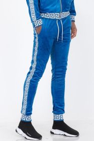 Velour Status Detail Jogger (Color: BLUE WHITE, size: L)