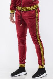 Velour Status Detail Jogger (Color: BURGUNDY GOLD, size: 3XL)