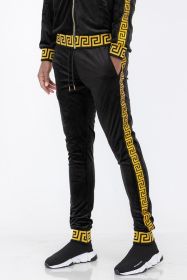 Velour Status Detail Jogger (Color: BLACK GOLD, size: M)
