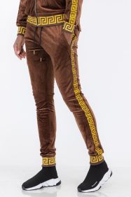 Velour Status Detail Jogger (Color: BROWN GOLD, size: 2XL)