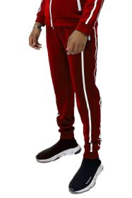 Mens Active Wear Running Track Pant Joggers (Color: Red, size: 3XL)