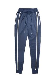 Mens Active Wear Running Track Pant Joggers (Color: NAVY, size: M)
