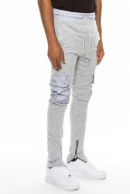 Heathered Cotton Blend Joggers (Color: Grey, size: M)