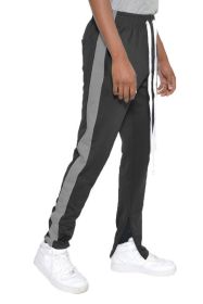 SINGLE STRIPE TRACK PANTS (Color: BLACK DARK GREY, size: 2XL)