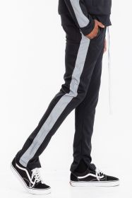 SINGLE STRIPE TRACK PANTS (Color: black yellow, size: S)
