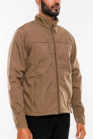 Mens Solid Soft Shell Storm Tech Jacket Coat (Color: KHAKI, size: L)