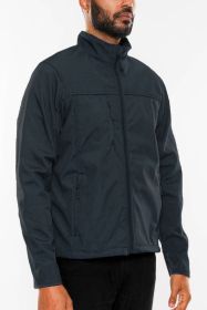 Mens Solid Soft Shell Storm Tech Jacket Coat (Color: NAVY, size: L)
