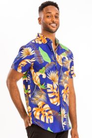 Weiv Mens Print Hawaiian Button Down Shirt (Color: MULTI, size: M)