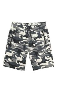 COTTON BLEND LOUNGE SWEAT SHORTS (Color: CAMO GREY, size: XL)