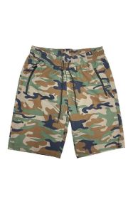COTTON BLEND LOUNGE SWEAT SHORTS (Color: CAMO GREEN, size: 2XL)