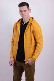 FLEECE ZIPPER HOODIE (Color: Mustard, size: XXL)