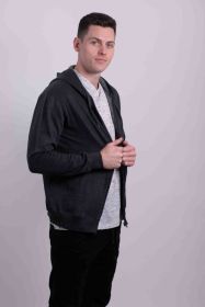 FLEECE ZIPPER HOODIE (Color: Charcoal, size: XL)