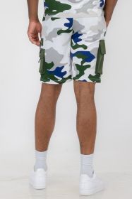 Weiv Mens Full Camo Sweat Shorts (Color: White, size: M)