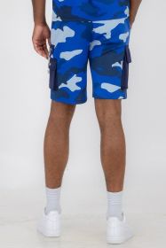 Weiv Mens Full Camo Sweat Shorts (Color: Blue, size: S)