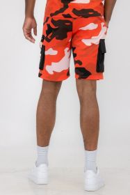Weiv Mens Full Camo Sweat Shorts (Color: Red, size: XL)