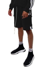 Two Stripe Cargo Pouch Shorts (Color: BLACK WHITE, size: 3XL)