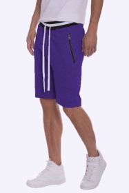 Weiv Mens French Terry Sweat Short (Color: Purple, size: L)