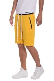 Weiv Mens French Terry Sweat Short (Color: YELLOW, size: S)
