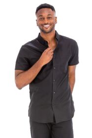 Weiv Men's Casual Short Sleeve Solid Shirts (Color: Black, size: M)