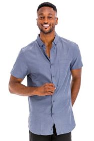 Weiv Men's Casual Short Sleeve Solid Shirts (Color: CHAMBRAY, size: S)