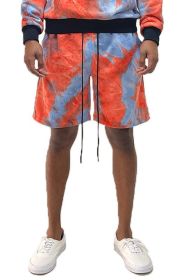 Weiv Mens Tye Dye Sweat Shorts (Color: BLUE PINK, size: 3XL)