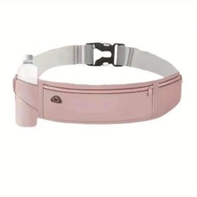 Breathable Invisible Running Waist Pack - Nylon with Lock Closure, Reflective Strips & Multiple Pockets for Hiking, Dog Walking (Color: Pink)